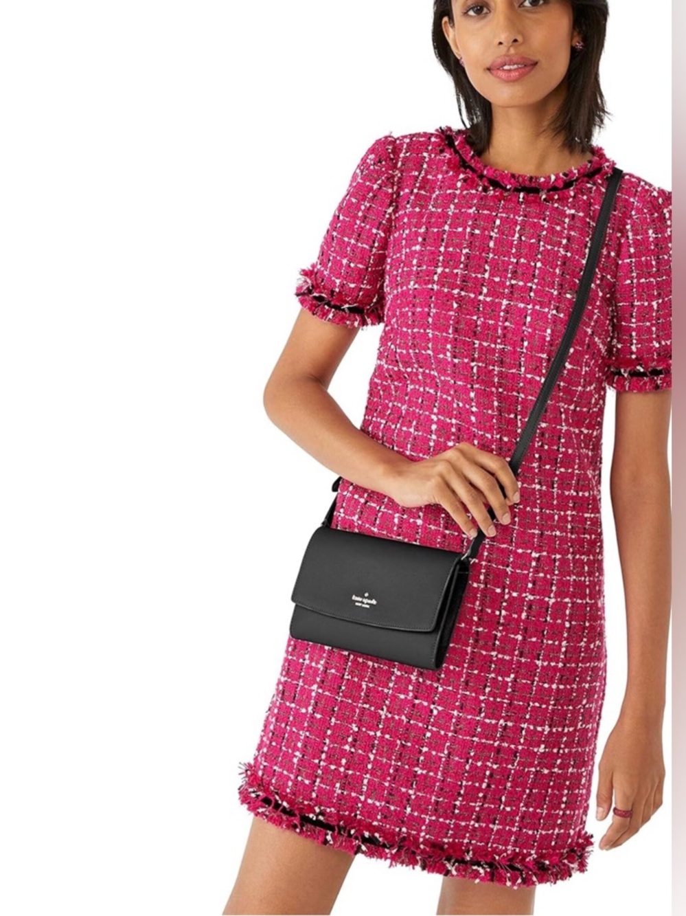 Kate Spade Perry Leather Crossbody. Black/ Gold.